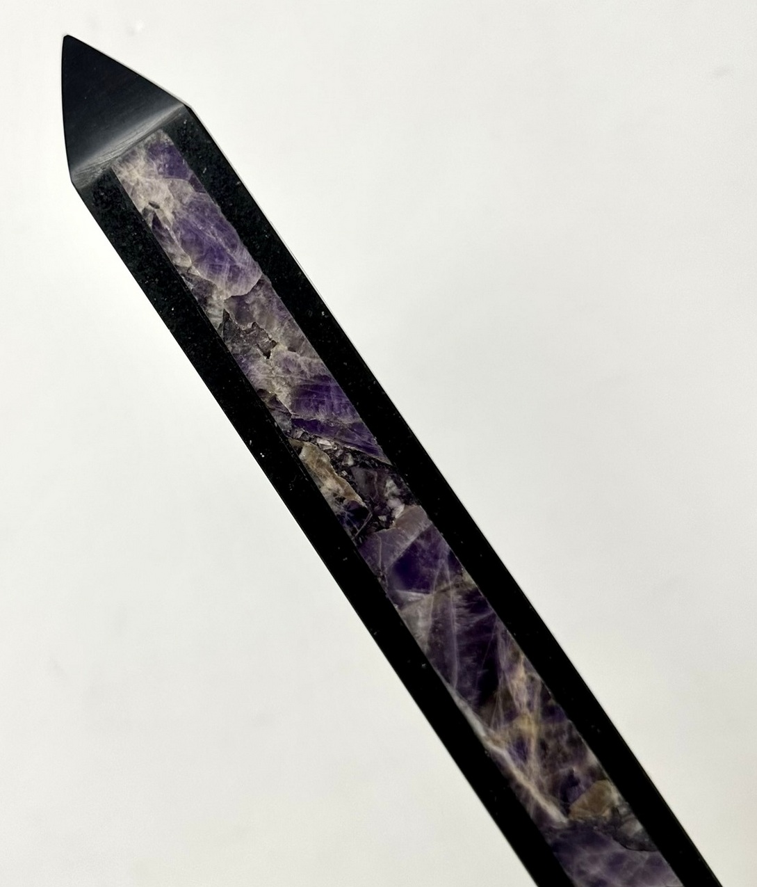 899. Antique Pair Italian Grand Tour Amethyst Blue John Marble Neoclassical Obelisks Columns - Image 9