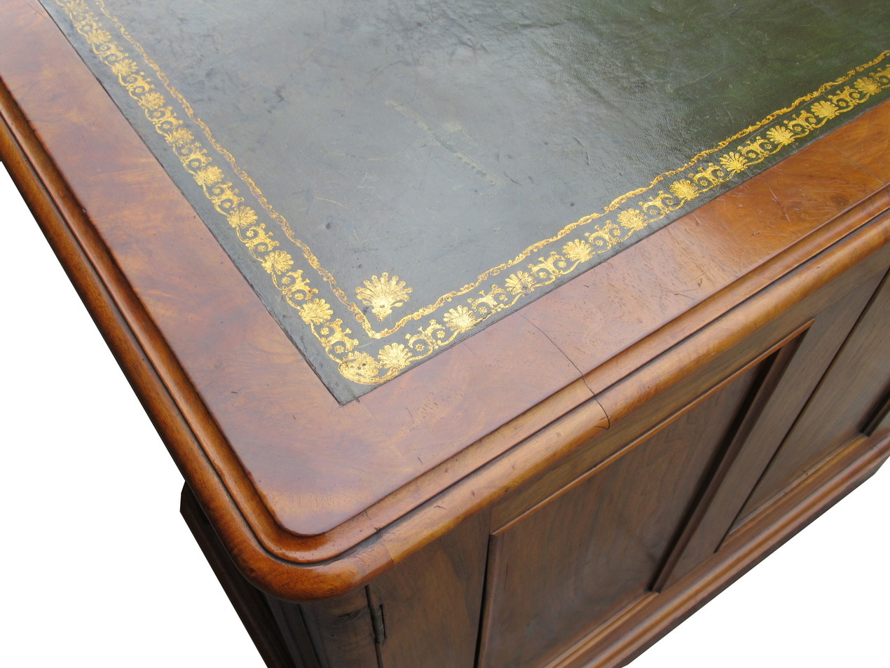 143. Superb Burr Walnut Early Victorian Twin Pedestal Desk 19thCt - Image 4