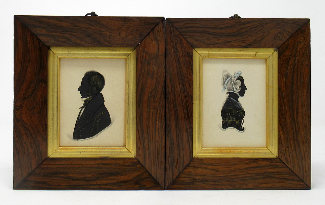 619. Pair Silhouettes Rosewood Frames 1838 Attributed to James Holmes - Image 2