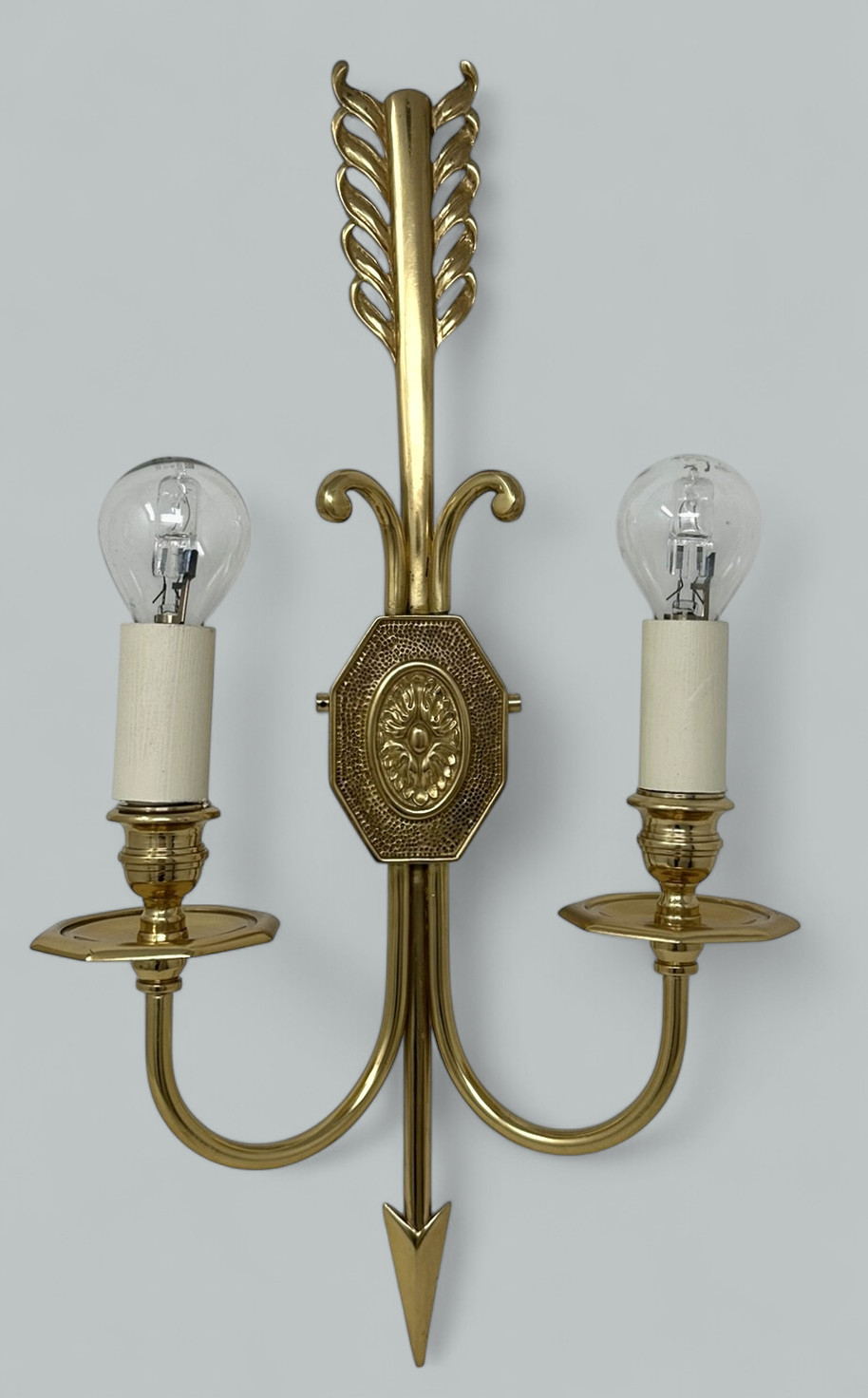 220. Antique Pair Ormolu Two Light Wall Electric Sconces Appliques Maison Lucien Gau - Image 2