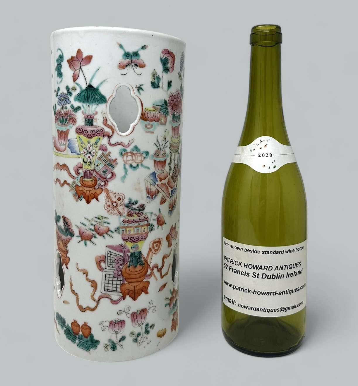 758. Antique Famille Rose Medalion Canton Cantonese Chinese Porcelain Wig Hat Stand - Image 11