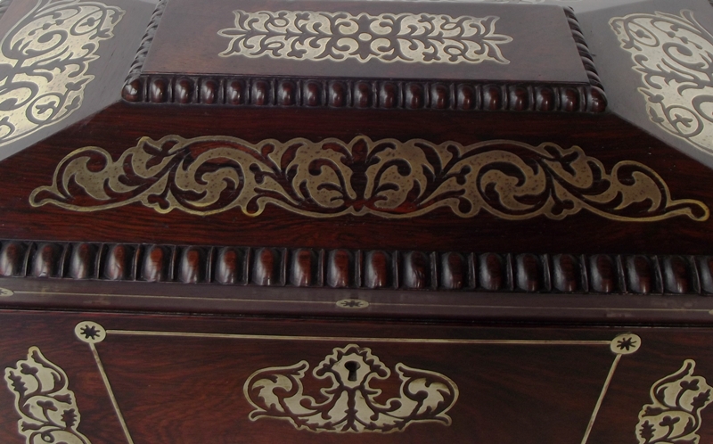298. Fine Rosewood Brass Inlaid Tea Caddy attrib. to George Oakley - Image 8