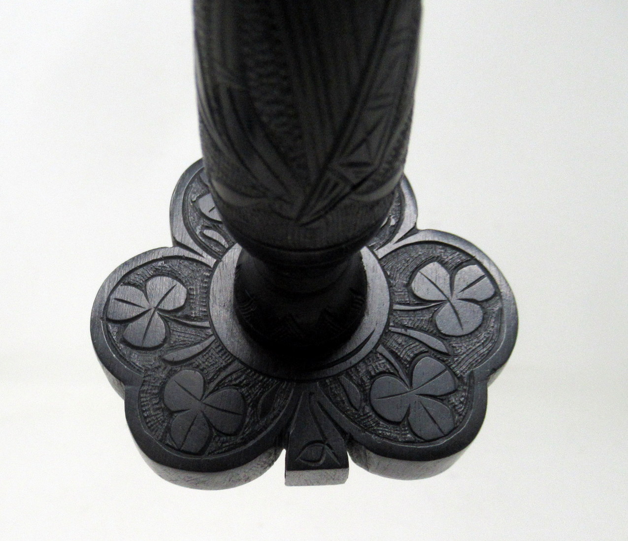 158. Irish Carved Bog Oak Desk Set Candlestick Shamrock Harp Greyhound Dublin Ireland - Image 5
