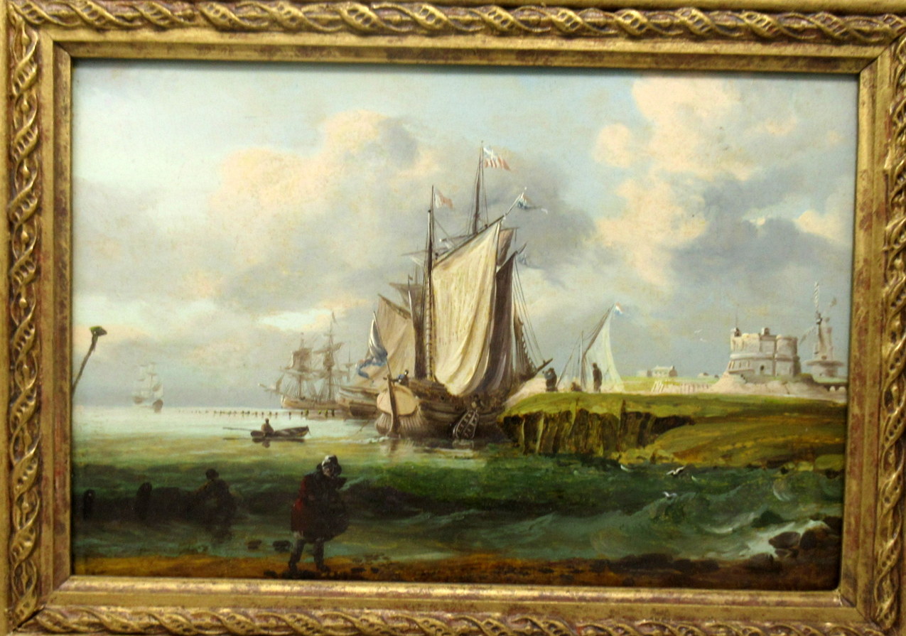 272. William Sadler Dublin Ireland Oil Painting on Board Harbor Scene Seascape Boats - Image 8