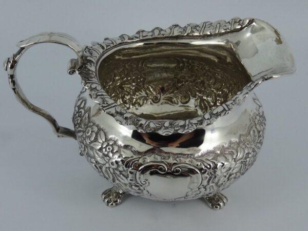 187. Superb Irish Dublin Georgian Silver Cream Jug by James Le Bas 1827
