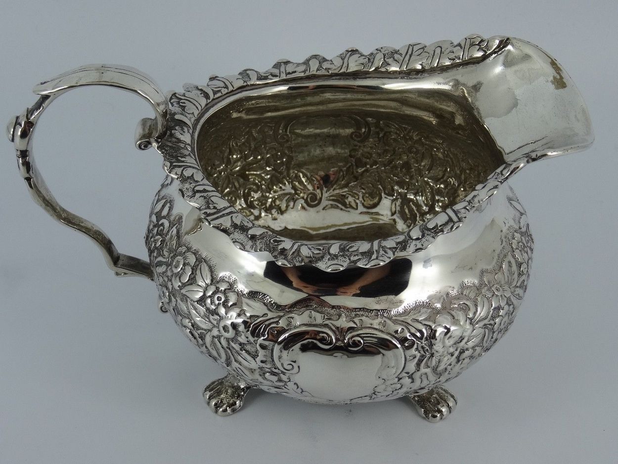 187. Superb Irish Dublin Georgian Silver Cream Jug by James Le Bas 1827
