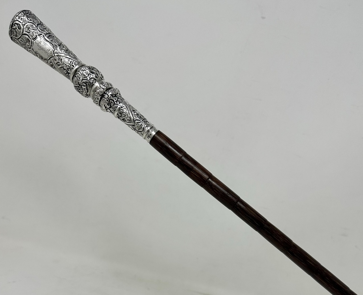 409. Antique Vintage Partridge Wood Wooden Ladys Walking Stick Sterling Silver 1891 - Image 2