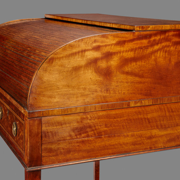194. Fine West Indian Satinwood Tambour Satinwood Cylindrical Bureau attrib. Gillows 18thCt - Image 11