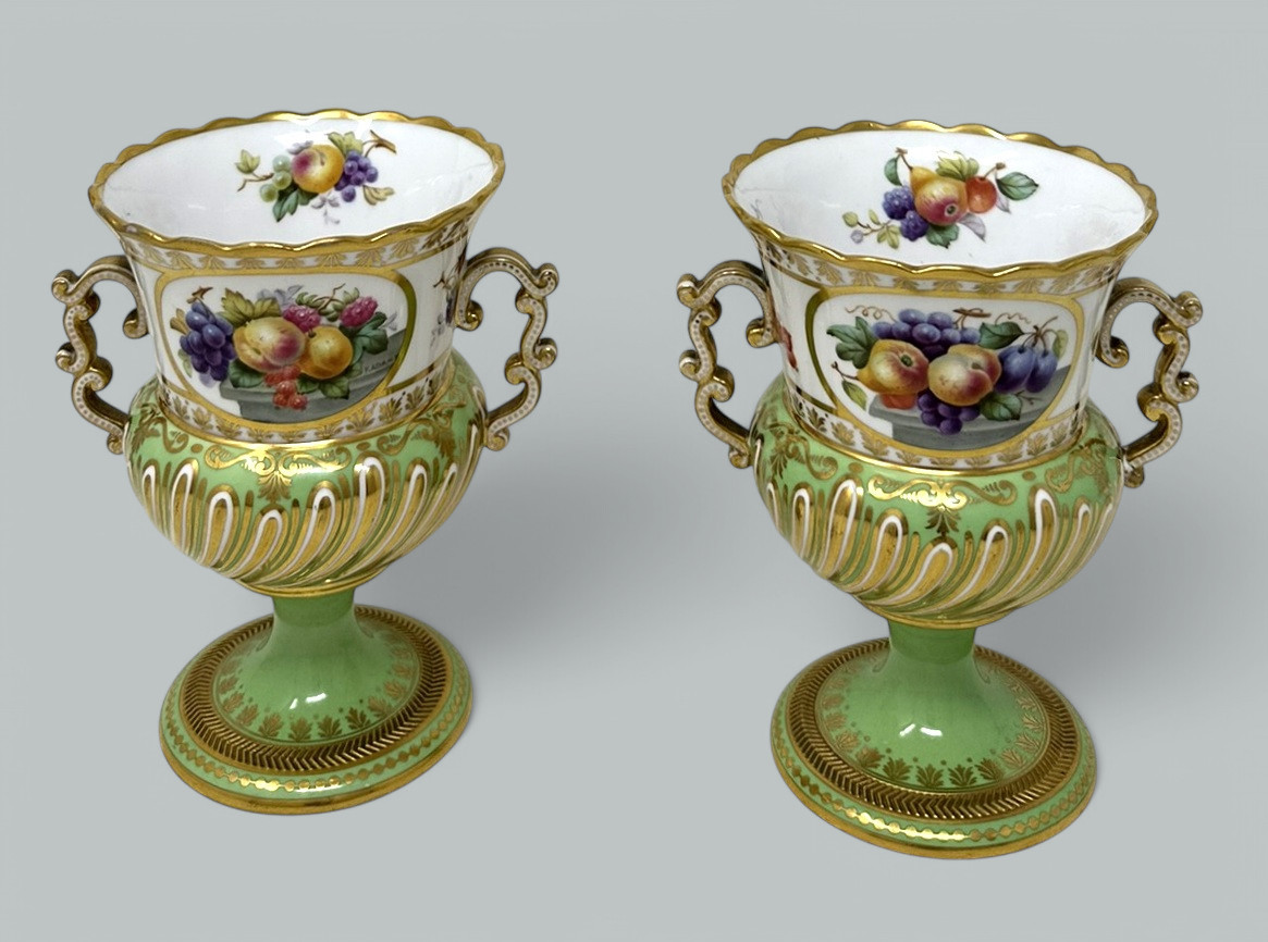 674. Antique English Pair Frederick Adams Copeland Urns Vases Centerpieces Still Life - Image 3