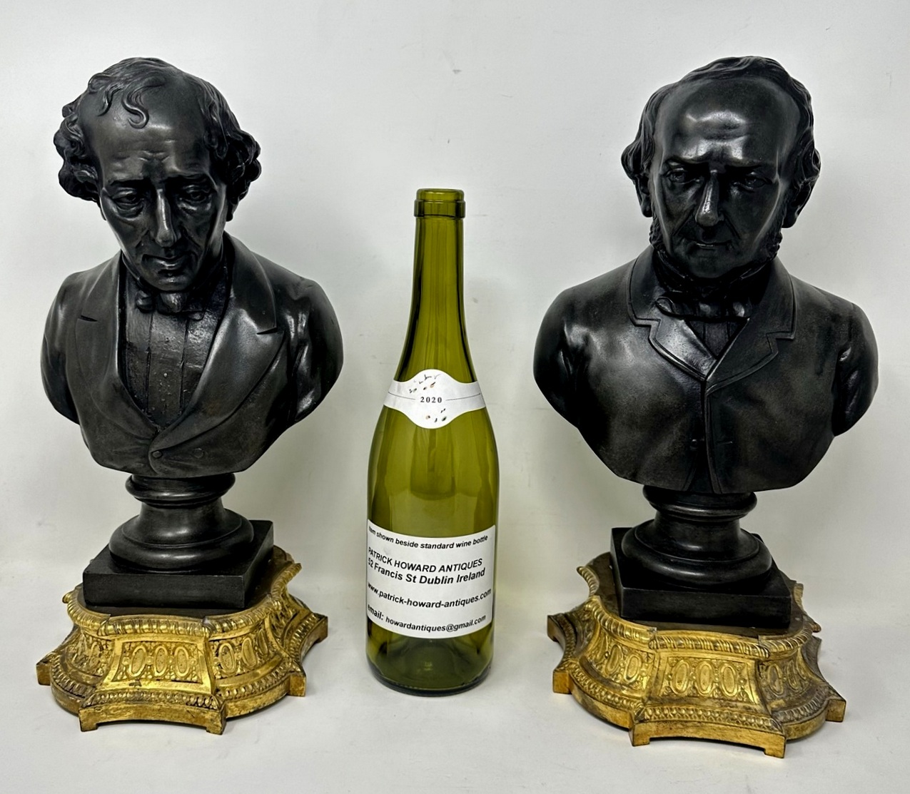 944. Antique Pair Bronzed Ormolu Busts William Ewart Gladstone Benjamin Disraeli 19Ct - Image 13
