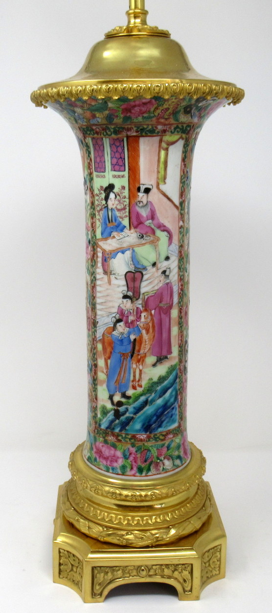 892. Stunning Pair Large Cantonese Hand Painted Table Lamps 19thCt - Image 4