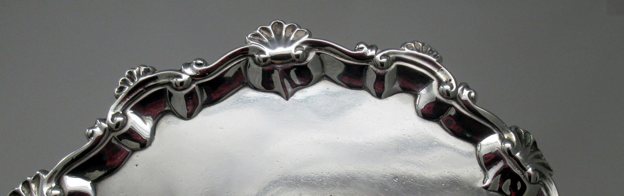875. Antique Sterling Silver Georgian Serving Card Tray Eighteenth Century Hallmark - Image 12