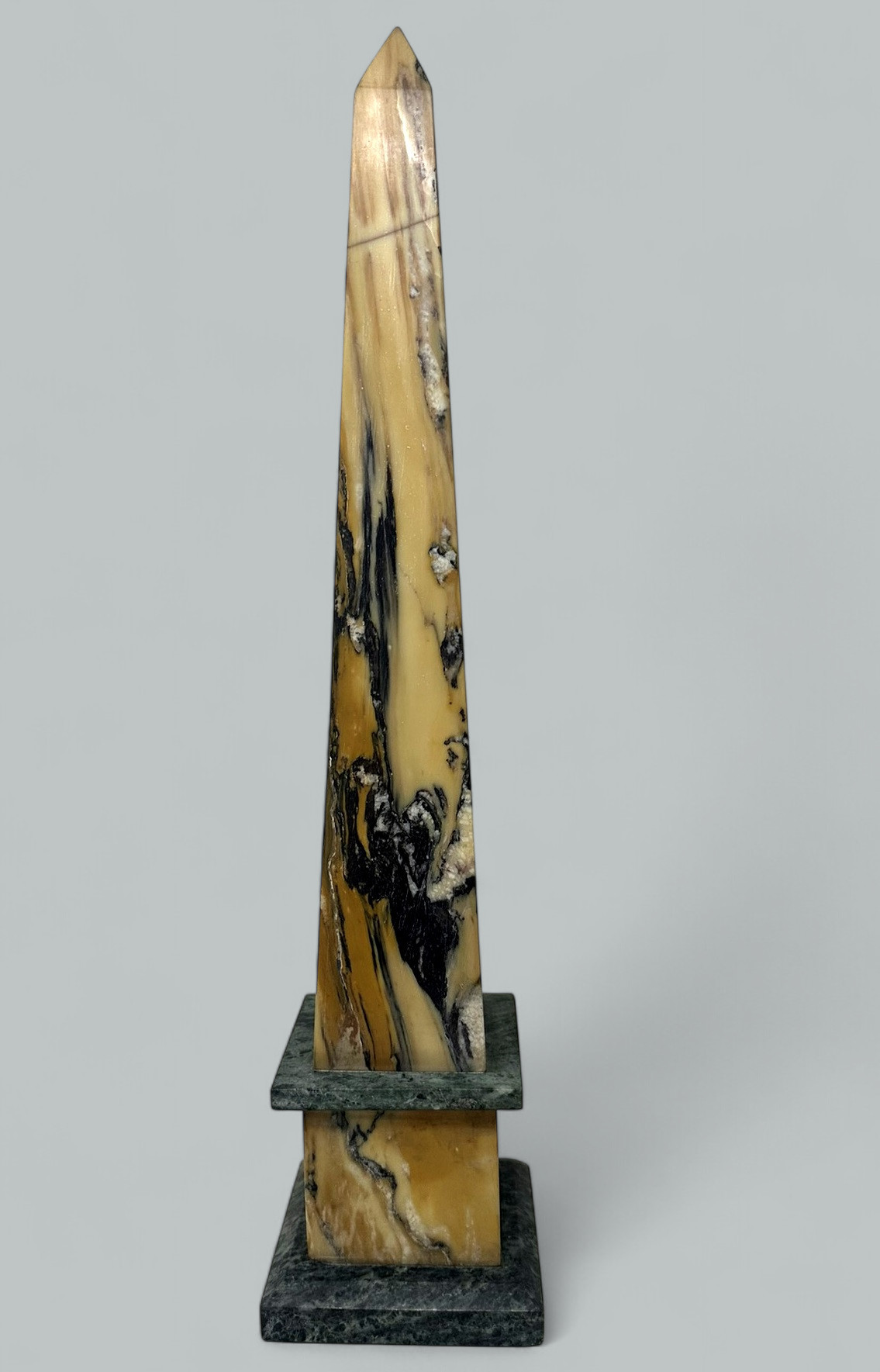 224. Antique Pair Italian Sienna Green Vert Marble Obelisks Garniture Columns 1920's - Image 5