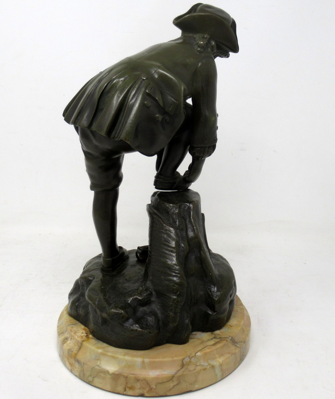 273. Antique French Bronze Figure Male Ice Skater Sienna Marble Nineteenth Century - Image 5
