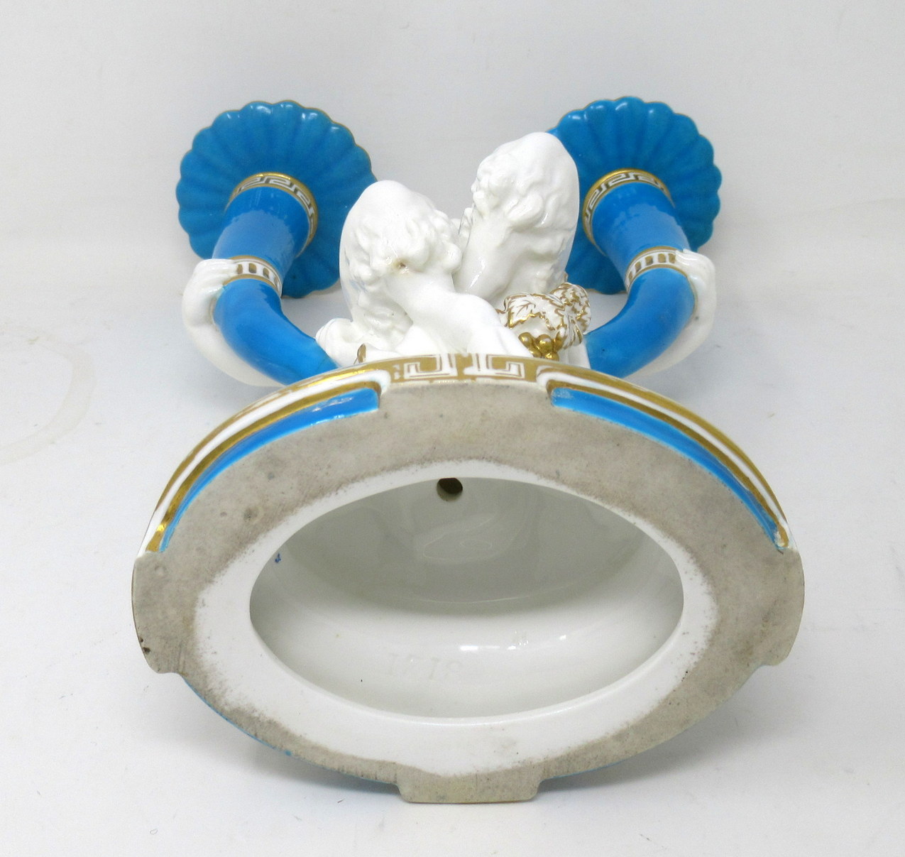 110. Antique Minton Staffordshire Porcelain Candelabra Centerpiece Cherub 19th Ct - Image 6