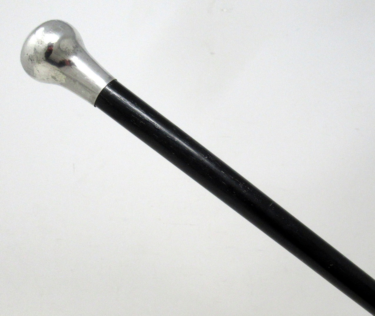 263. Antique Vintage Ebony Wooden Walking Stick Henry Williamson Sterling Silver Mount 1923 - Image 2