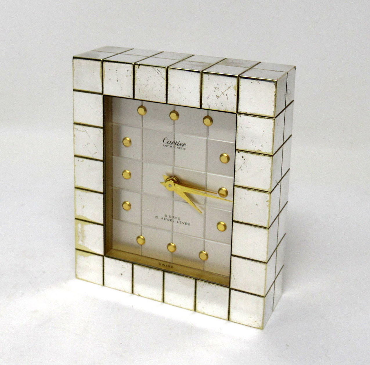 180. Vintage Cartier Paris Antimagnetic Silver Plated Travel Alarm Clock Circa 1930 - Image 2