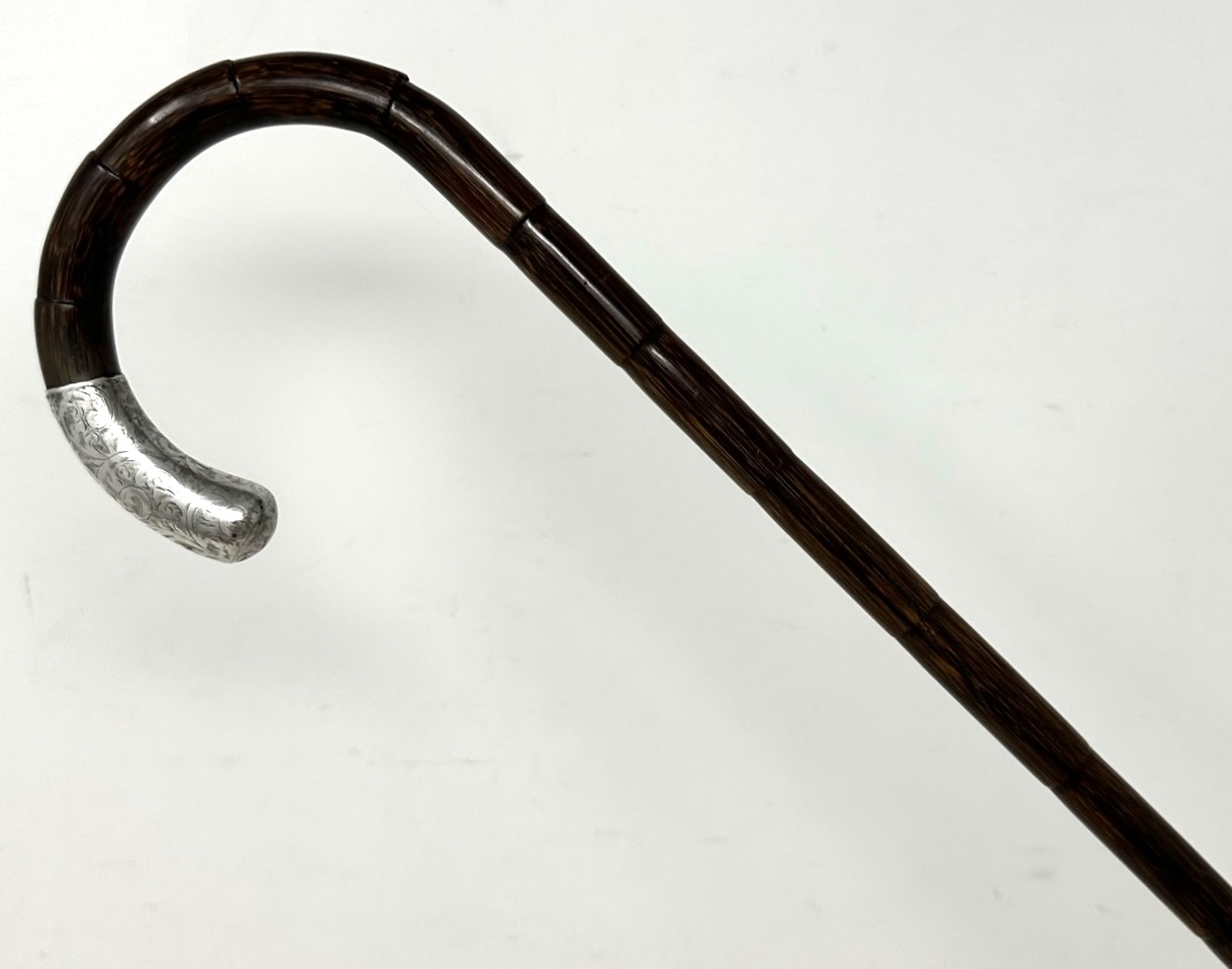 548. Superb Partridge Wood Walking Stick Jonathan Howell Silver Collar Mount Hallmark 1912 - Image 2