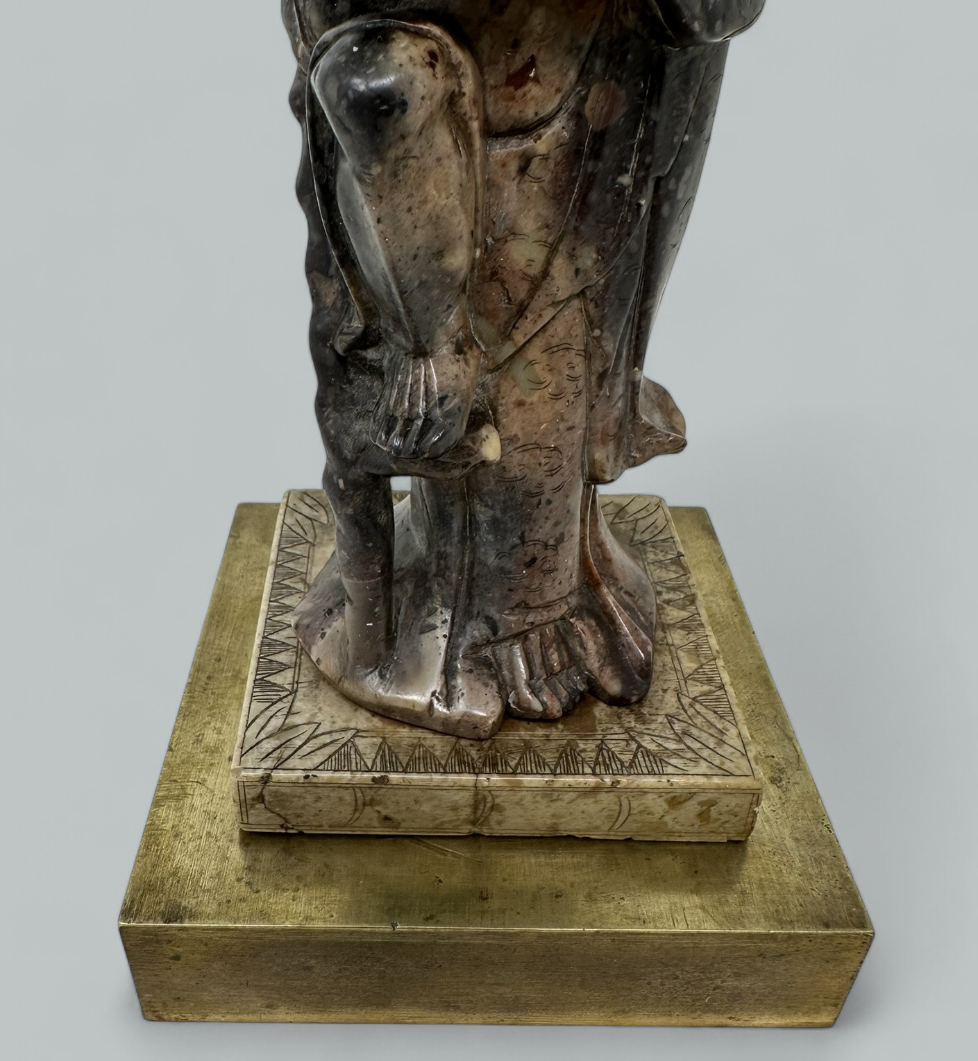 401. Antique Japanese or Chinese Carved Soapstone Gentleman Figure Meiji Period - Image 7