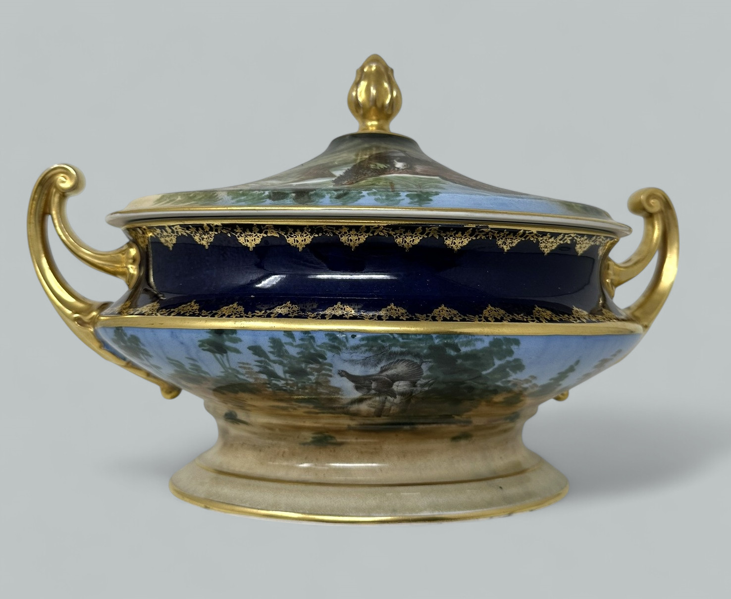 724. Antique Epiag Royal Czechoslovakian Porcelain Hand Painted Tureen Centerpiece - Image 4
