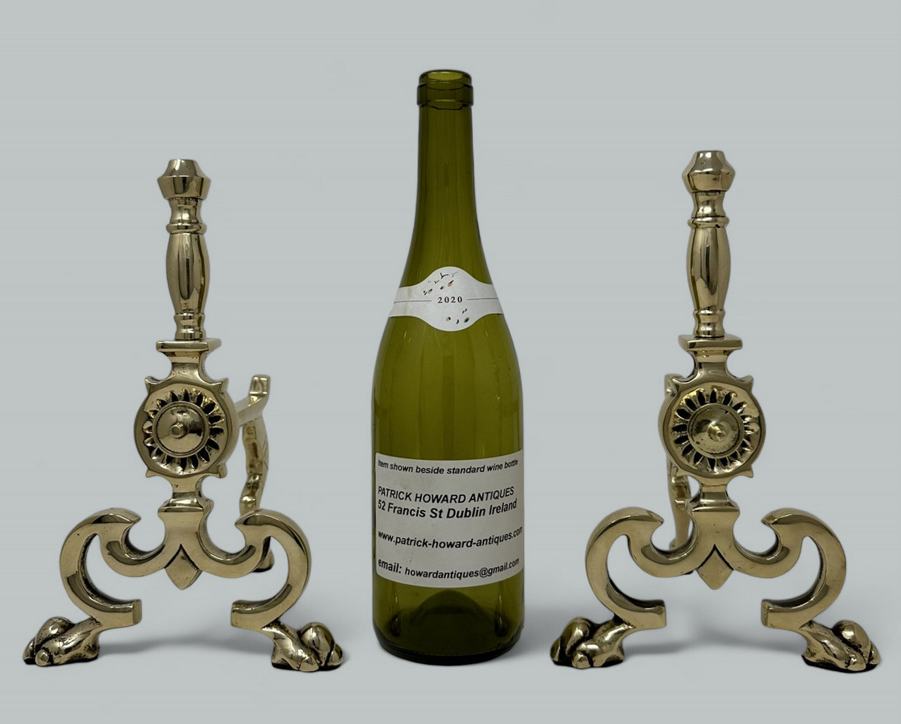 943. Antique Pair English Country House Victorian Brass Fireplace Fire Dogs Andrions - Image 9