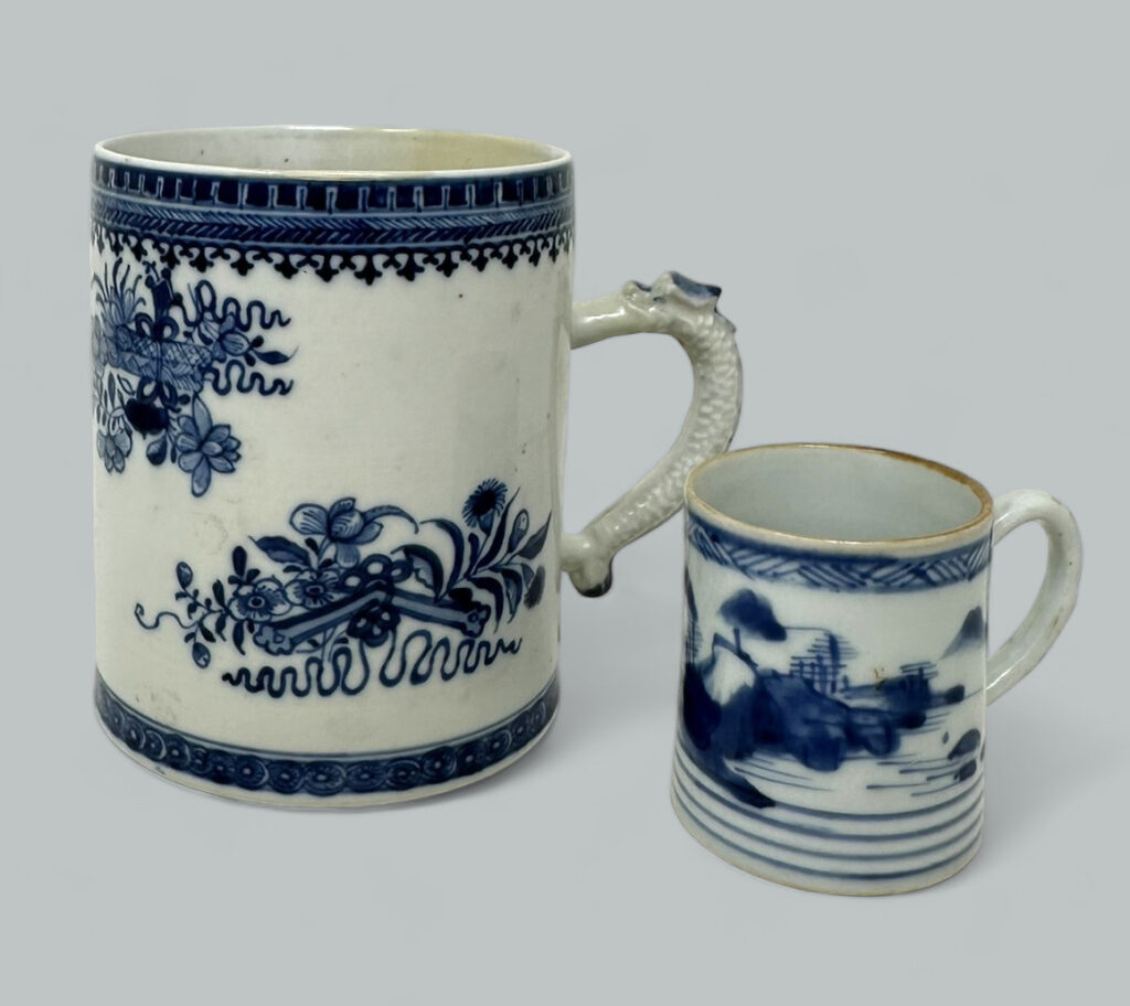 771. Antique Chinese Export Blue White Qing Dynasty Beer Tankard Childs Mug 18th Cent