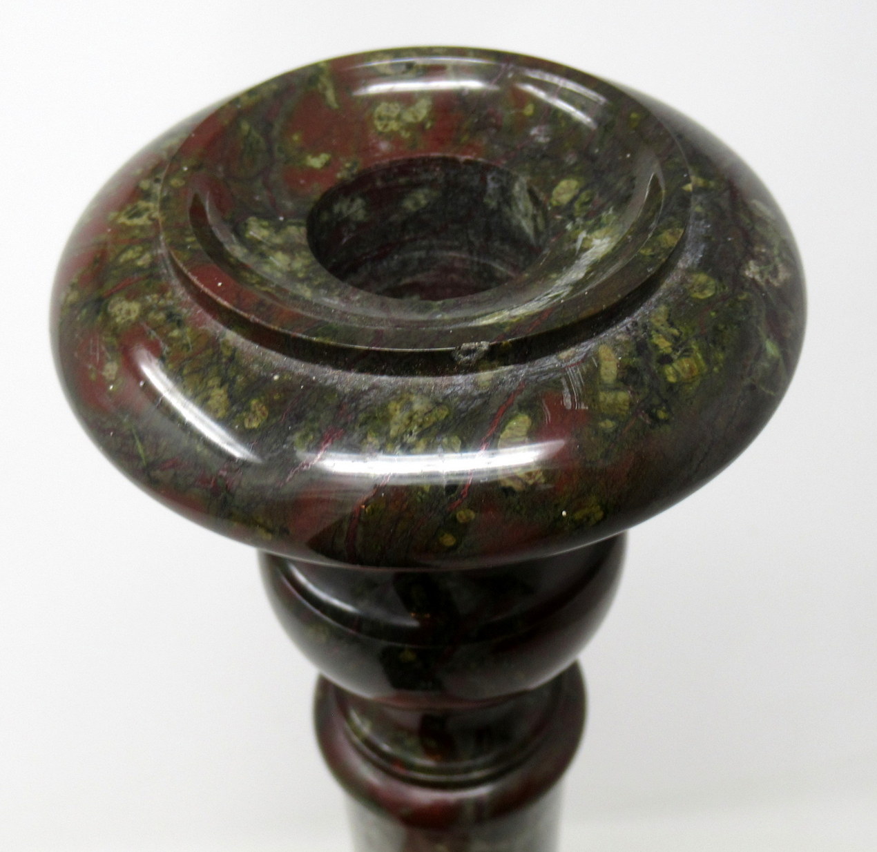 768. Rare Pair English Cornish Serpentine Marble Candlesticks attrib. John Murphy 1850 - Image 8