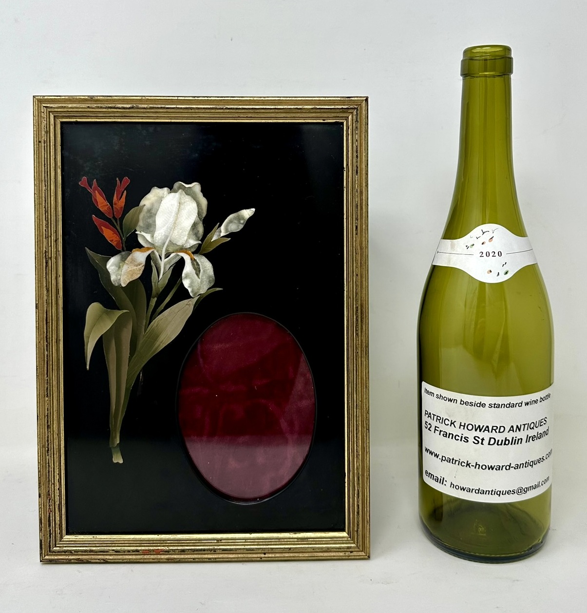 924. Antique Gilt Framed Pietra Dura Italian Photo Picture Frame Still Life Flowers - Image 8