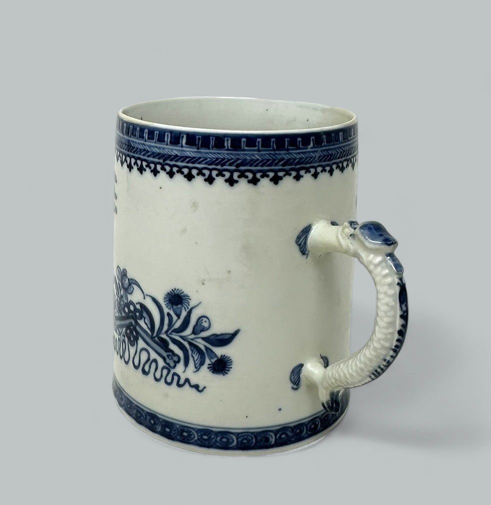 771. Antique Chinese Export Blue White Qing Dynasty Beer Tankard Childs Mug 18th Cent - Image 4