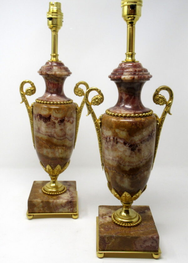 988. Fine Pair French BRECHE-VIOLETTE Gilt Bronze Table Lamps 19th Ct