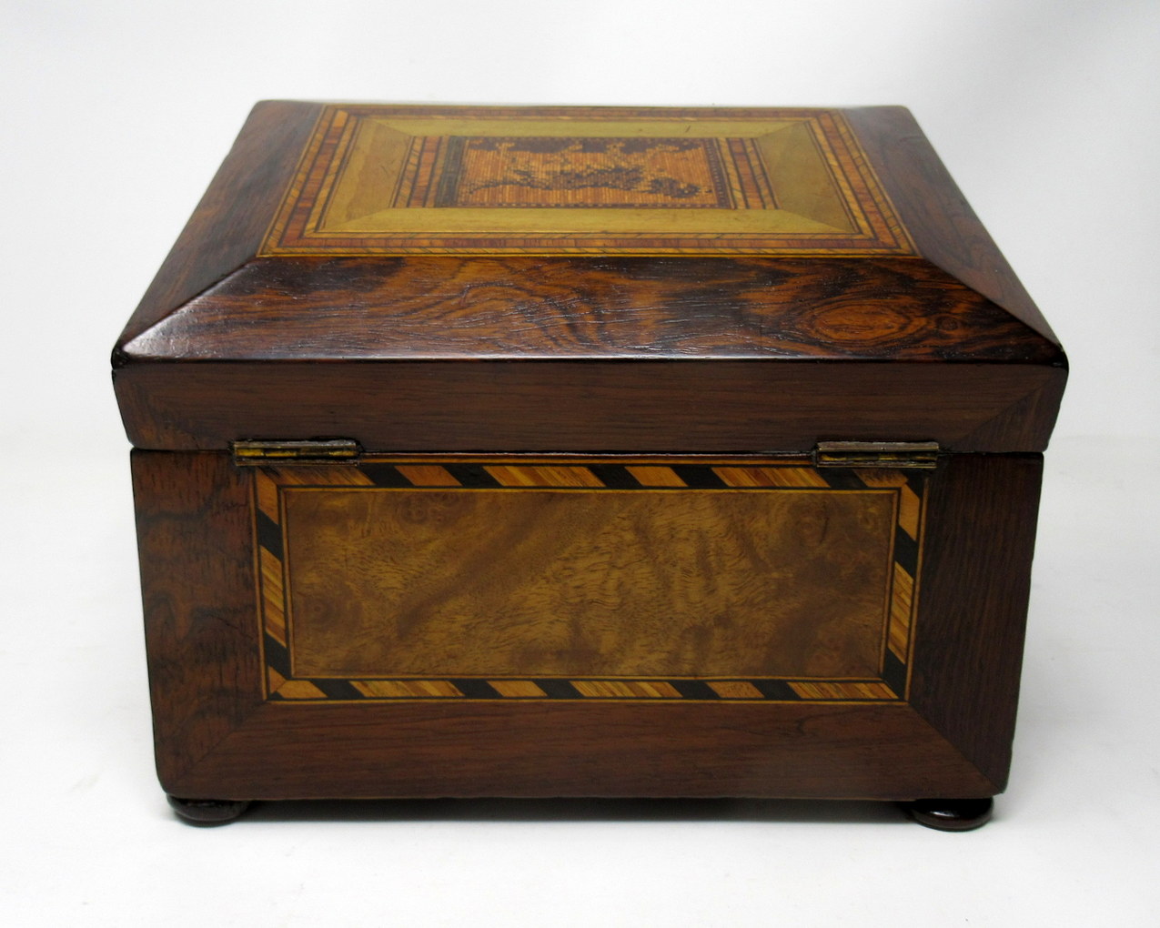 344. Antique Victorian Rosewood Tunbridge Ware Double Tea Caddy Box 19th Century - Image 8