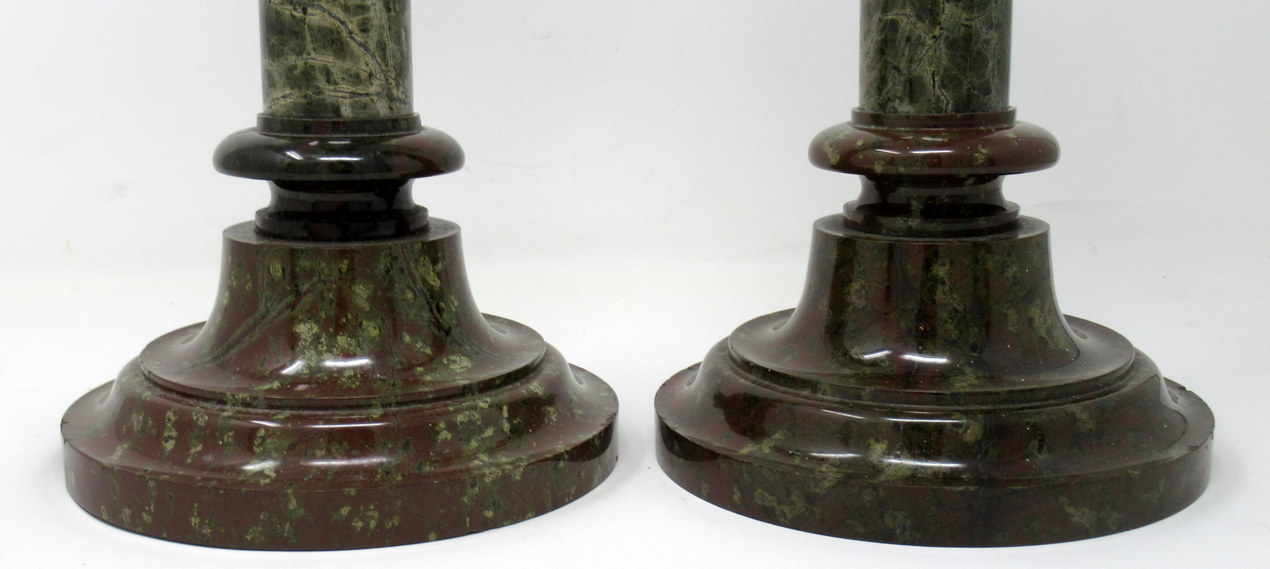 768. Rare Pair English Cornish Serpentine Marble Candlesticks attrib. John Murphy 1850 - Image 9