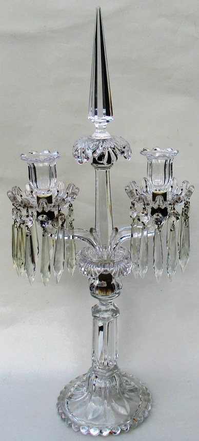 381. Fine Pair French Baccarat Full Led Crystal Candelabra 19thCt - Image 2