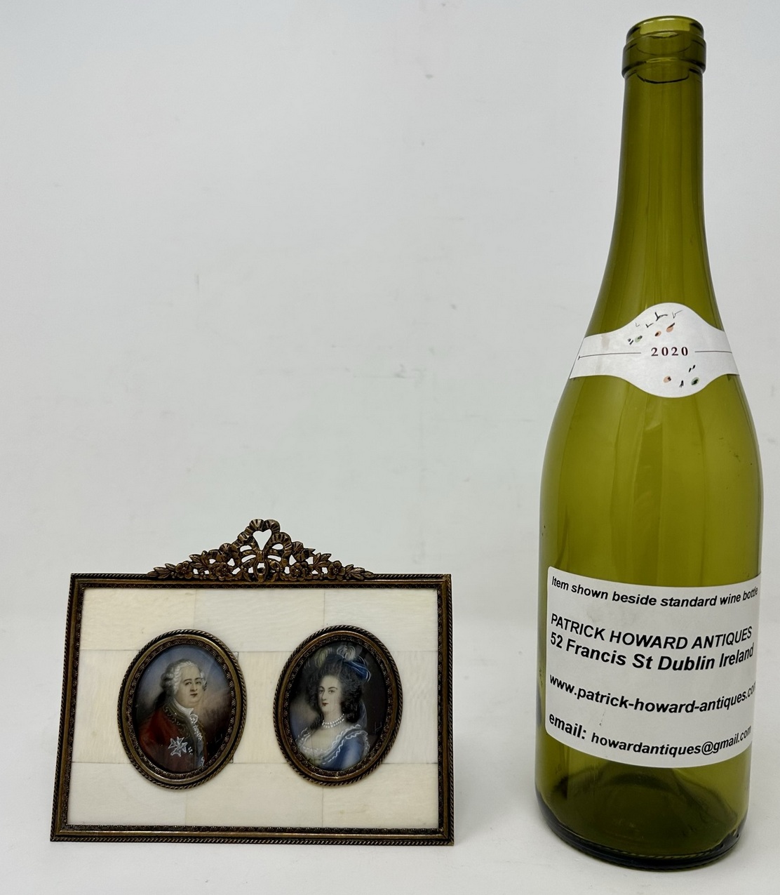 268. Antique French Portrait Napoléon Josephine Painting Ormolu Picture Frame 19Ct - Image 9