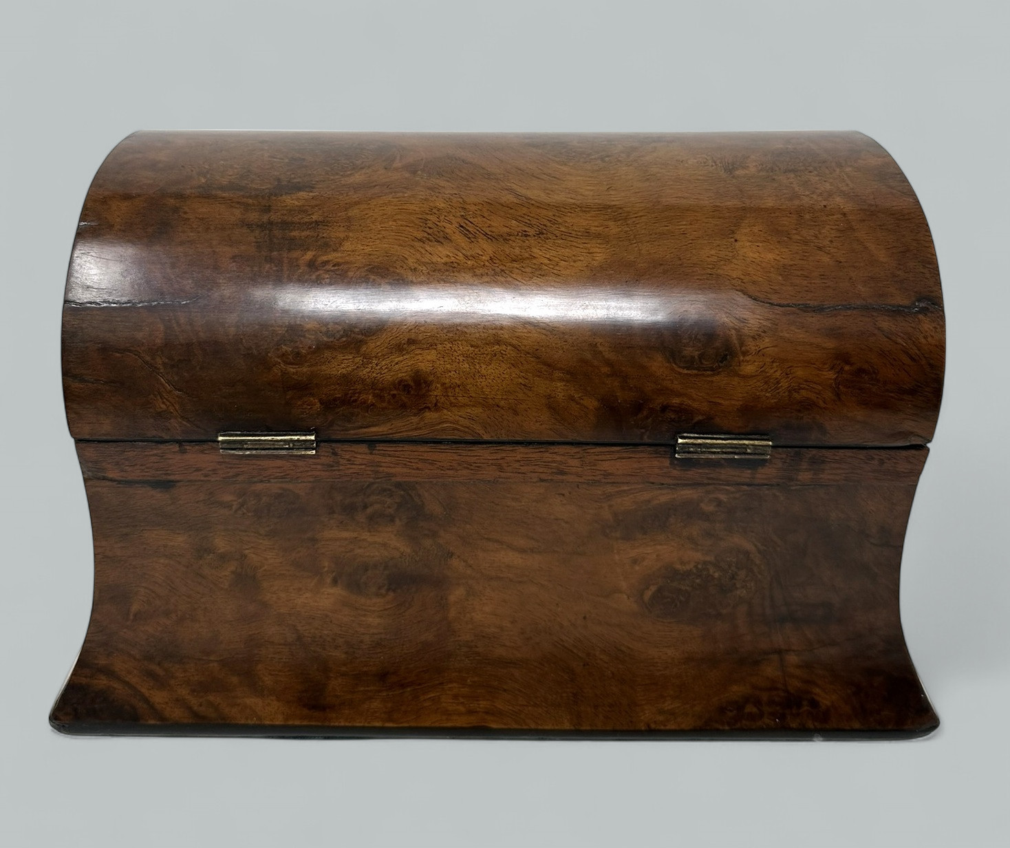430. Antique English Burl Burr Walnut Wooden Victorian Double Tea Caddy 19th Century - Image 6