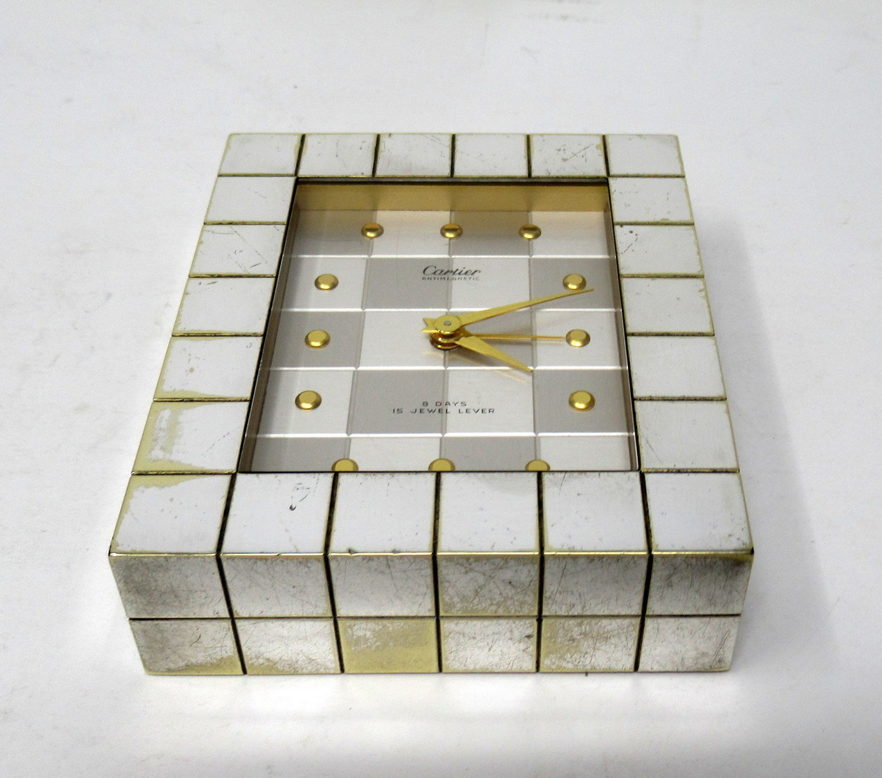 180. Vintage Cartier Paris Antimagnetic Silver Plated Travel Alarm Clock Circa 1930 - Image 5