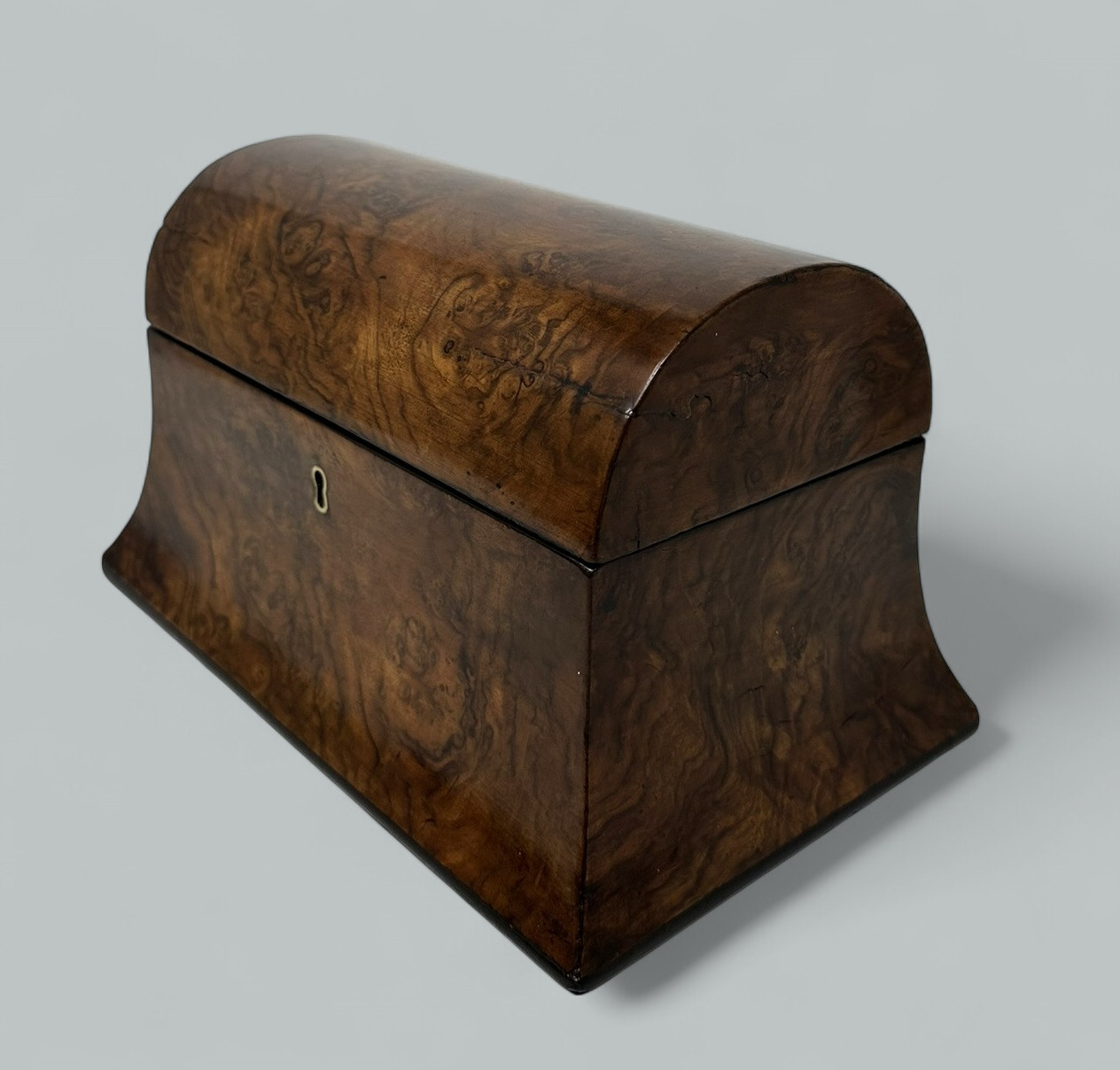 430. Antique English Burl Burr Walnut Wooden Victorian Double Tea Caddy 19th Century - Image 4
