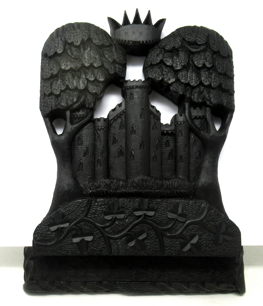 315. Irish Carved Bog Wood Oak Bookcase Harp Shamrock Cornelius Goggin Dublin Ireland - Image 6