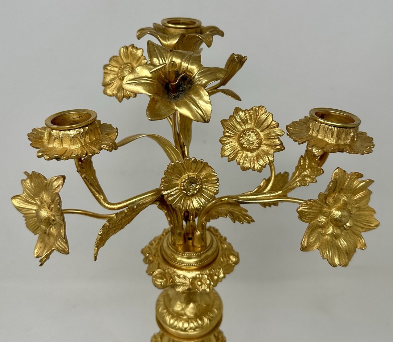 142. Antique Pair French Ormolu Gilt Bronze Sevres Porcelain Candelabras Candlesticks - Image 7