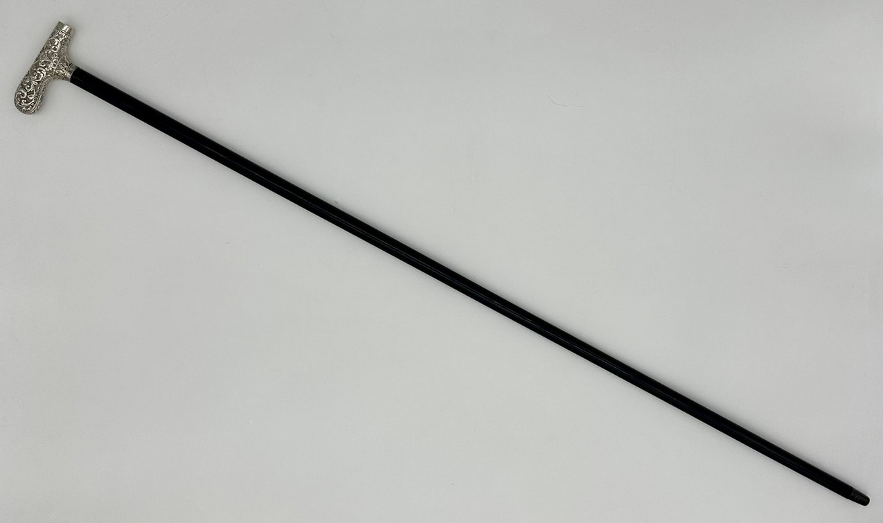 685. Antique Vintage Ladys Art Nouveau Walking Dress Stick Sterling Silver Tau Handle - Image 8