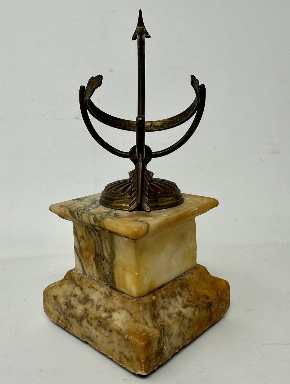 172. Grand Tour French Bronze Arc de Triomphe Egyptian Figure Sundial Sienna Marble - Image 6