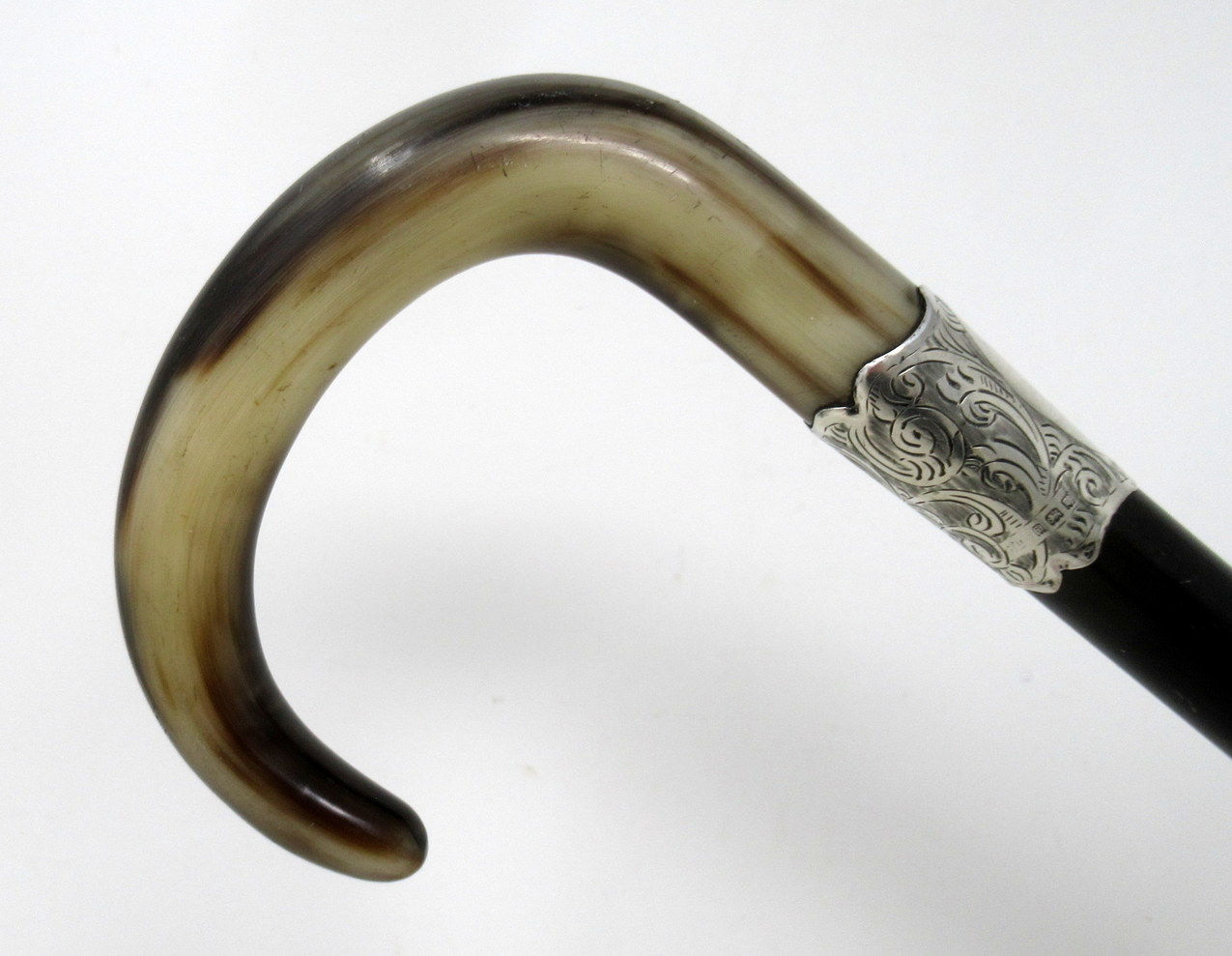 265. Antique Ebony Wooden Sterling Silver Lady's Gentleman's Walking Stick Hallmark London 1924 - Image 3