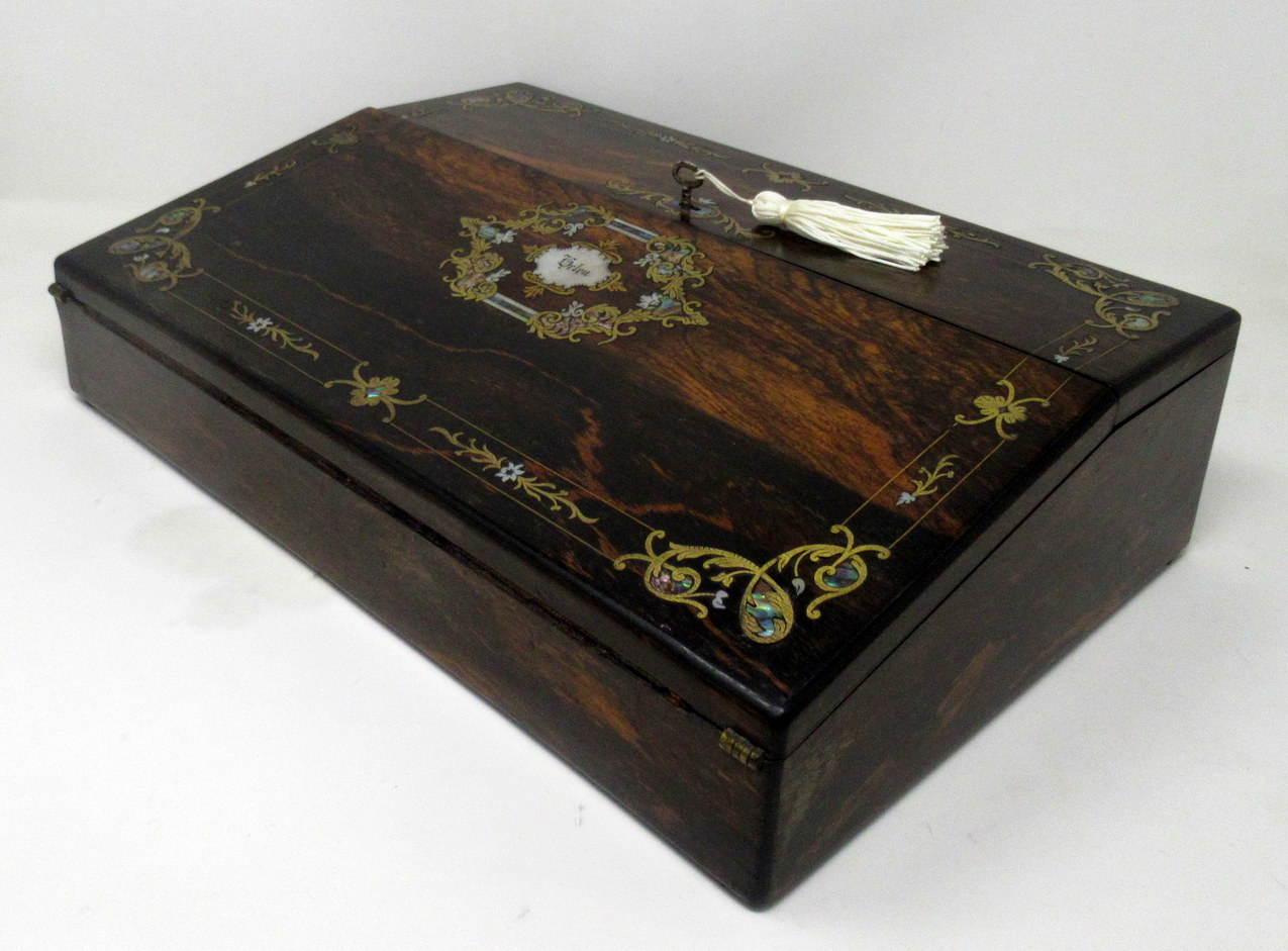 616. Irish Coromandel Mother of Pearl Writing Slope Box by Austins Dublin, circa 1860 - Image 3