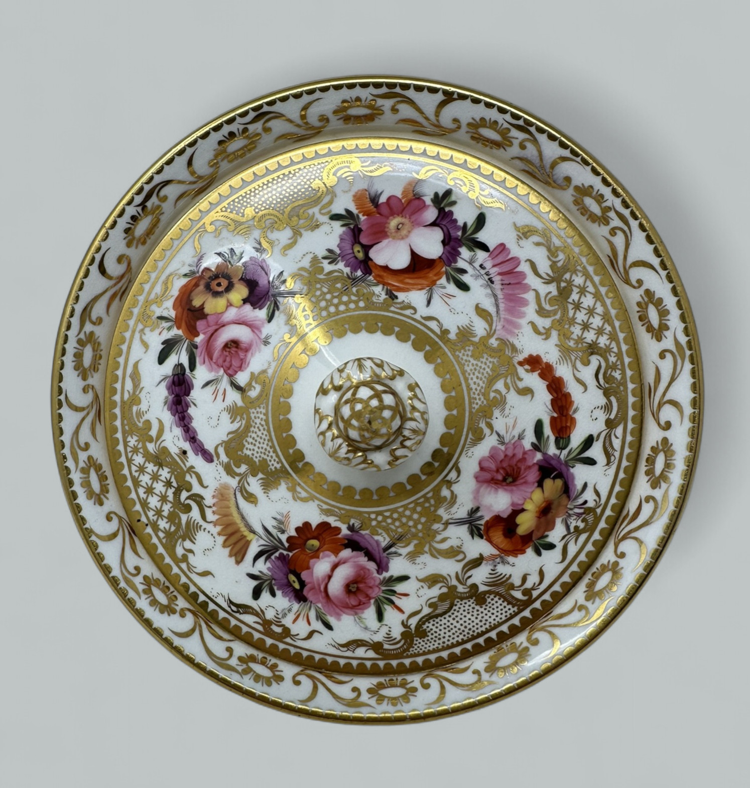 798. Antique English Coalport Porcelain Sucrier Sugar Bowl Centerpiece Regency 1820 - Image 8