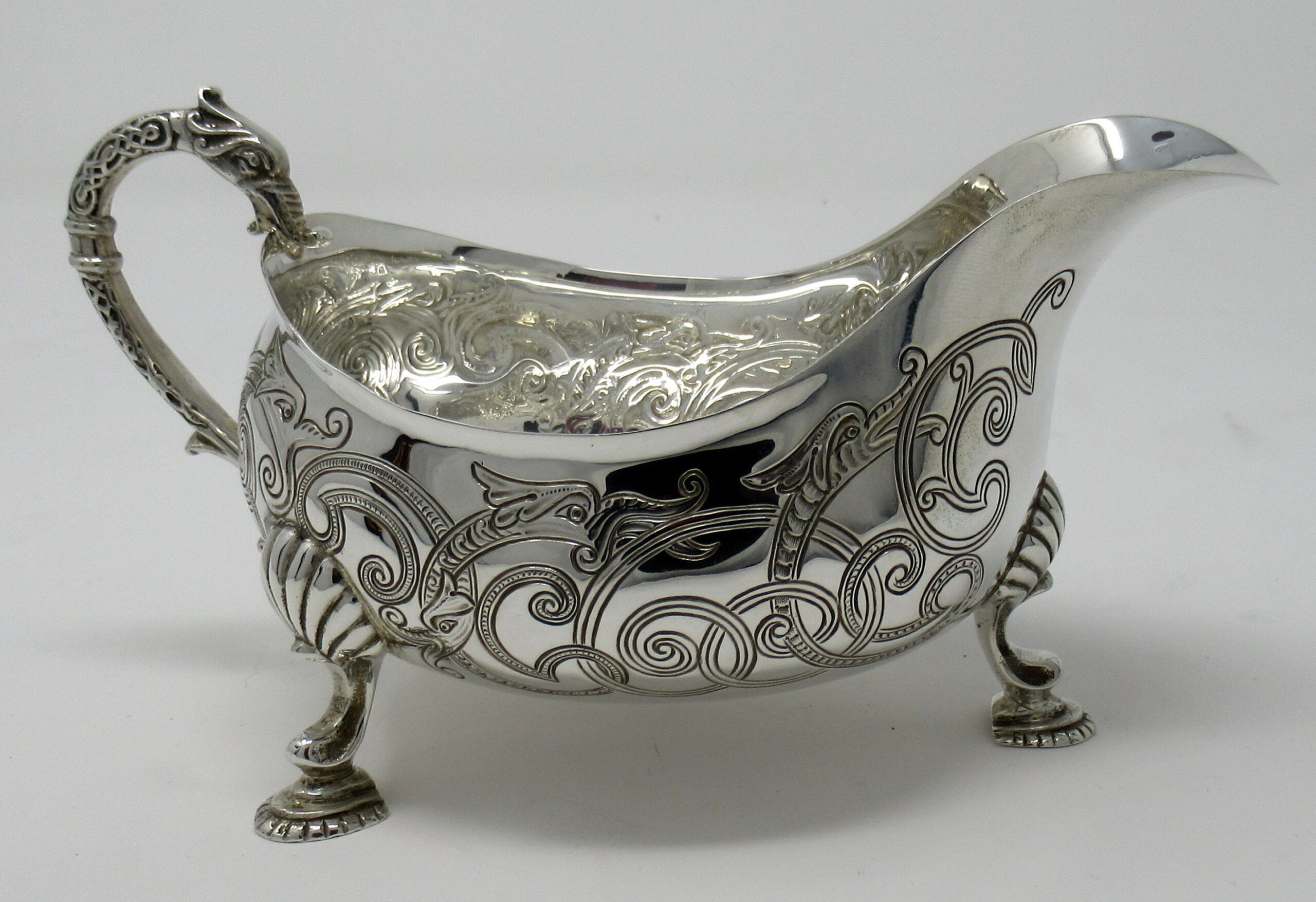190. Irish Commemorative Silver Gravy Boat by Alwright Marshall Dublin 1966. 8ozs - Image 6