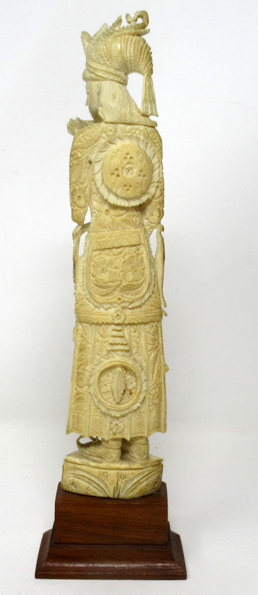 416. Antique Bone Figure of Indochina Male Dignitary Hardwood 19th Century Chinese - Image 6