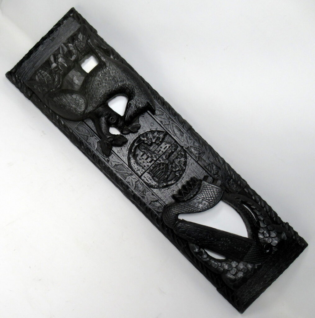 678. Rare Irish Carved Bog Oak Book Slide Attrib. To Cornelius Goggin Dublin Ireland 19Ct