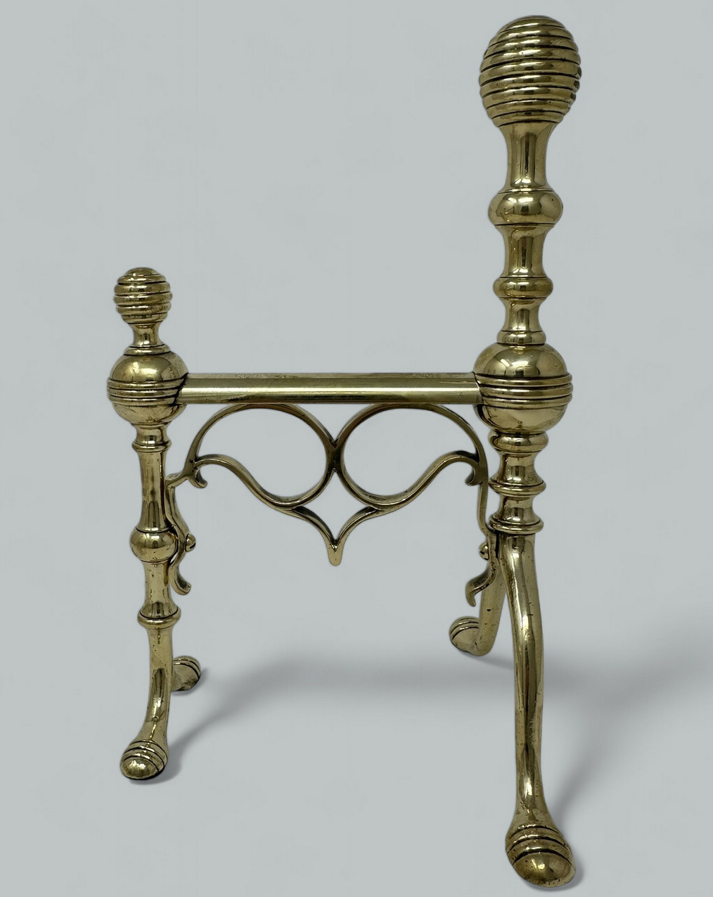 419. Antique Pair English Country House Victorian Brass Fireplace Fire Dogs Andrions - Image 4