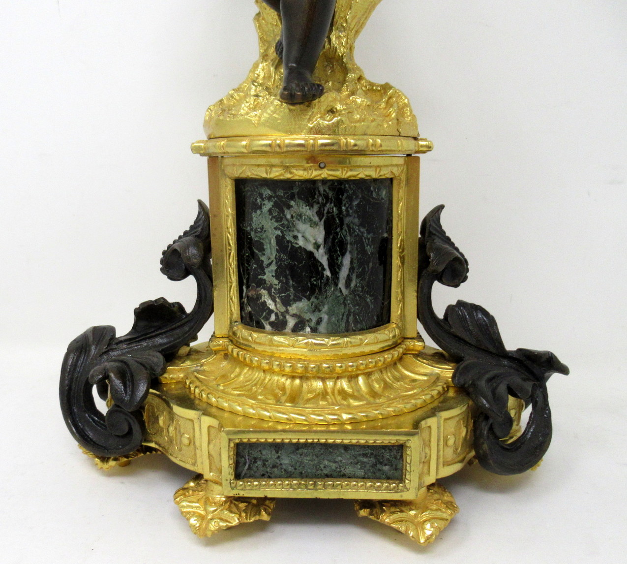 519. Antique Pair Gilt Bronze Ormolu Marble Table Lamps Clodion Grand Tour Cherubs - Image 8
