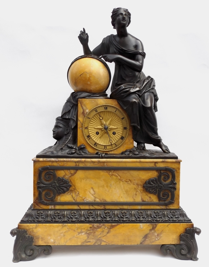 825. Superb Grand Tour Sienna Marble Clock 19Ct